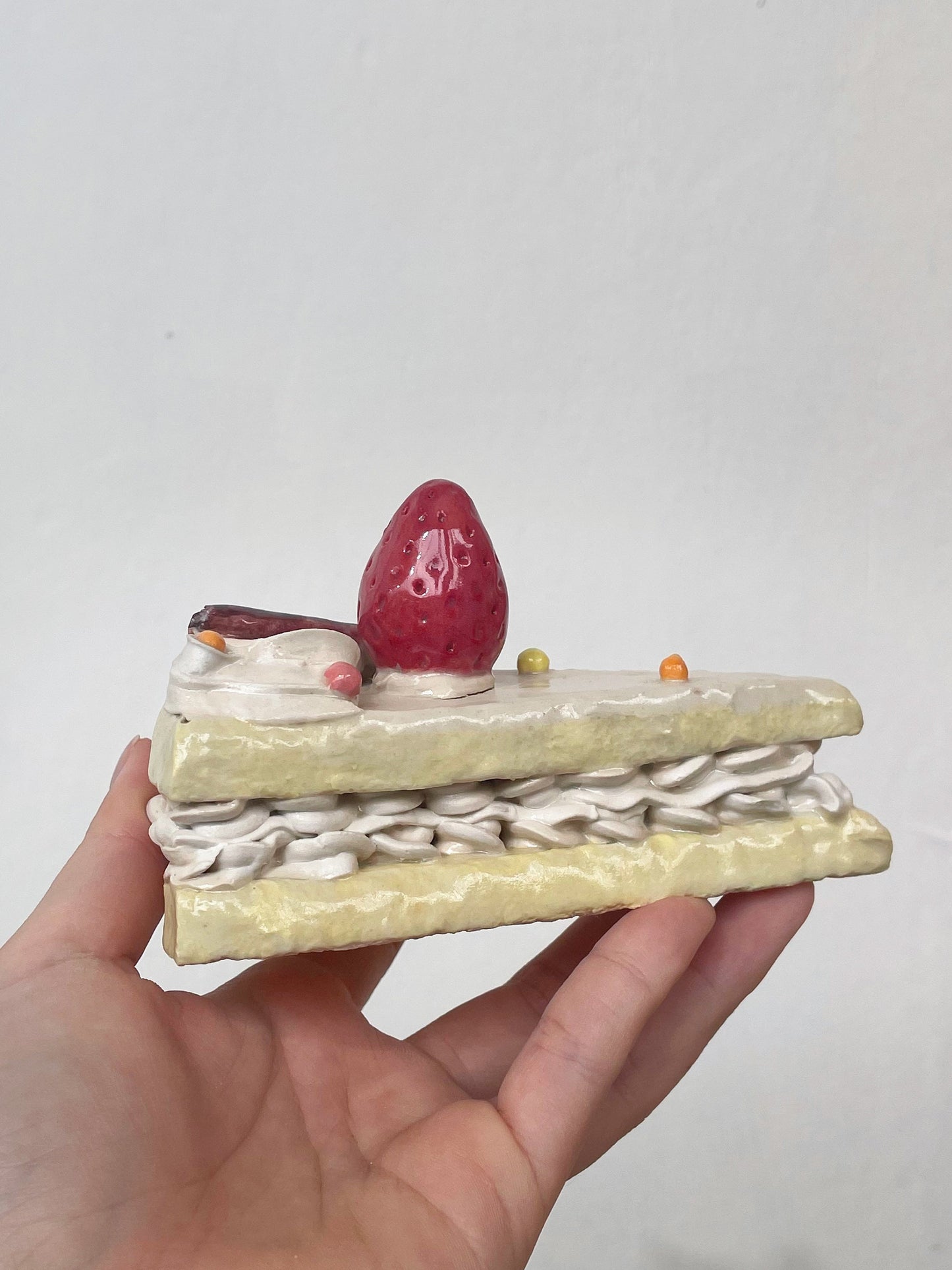 Ceramic strawberry slice cake