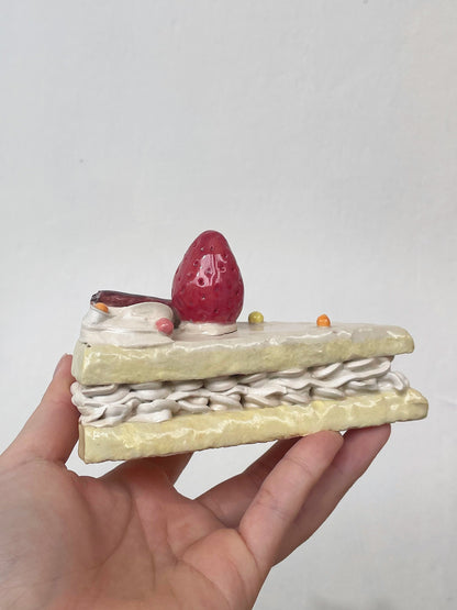 Ceramic strawberry slice cake