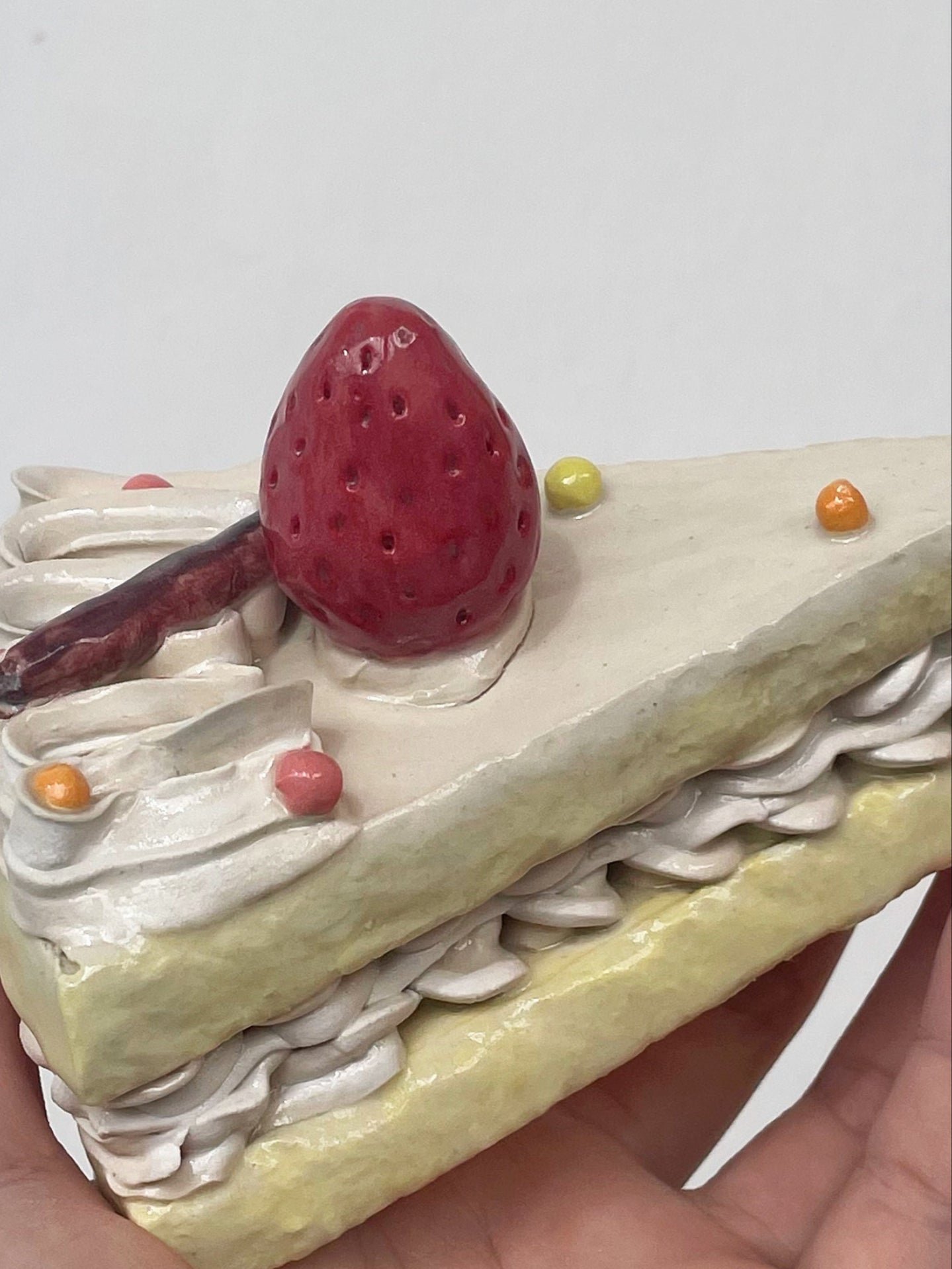 Ceramic strawberry slice cake