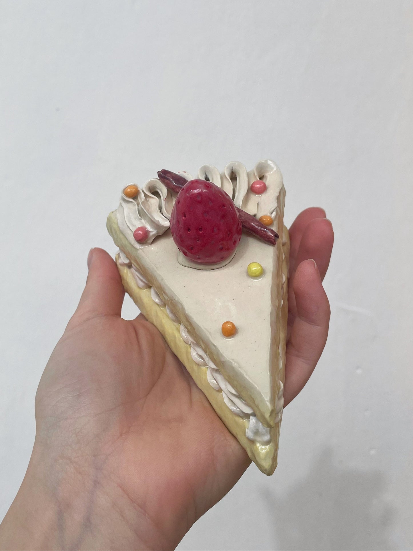 Ceramic strawberry slice cake